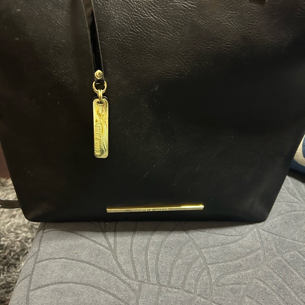 Steve Madden Black Tote with Gold Accents